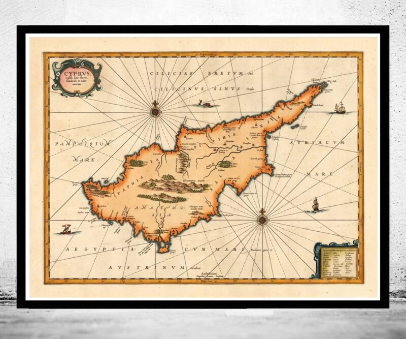 Old Map of Cyprus 1653 | Vintage Poster Wall Art Print | Wall Map Print | Old Map Print | Map Gift | Anniversary gift | Housewarming Gift