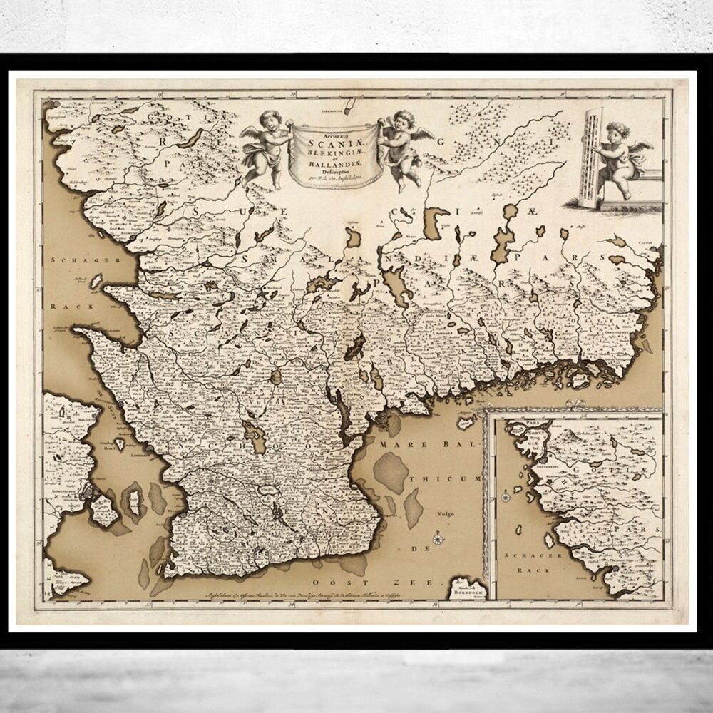 Old Map of Scania Skane Sweden 1680 | Vintage Poster Wall Art Print | Wall Map Print | Old Map Print | Map Gift | Anniversary gift