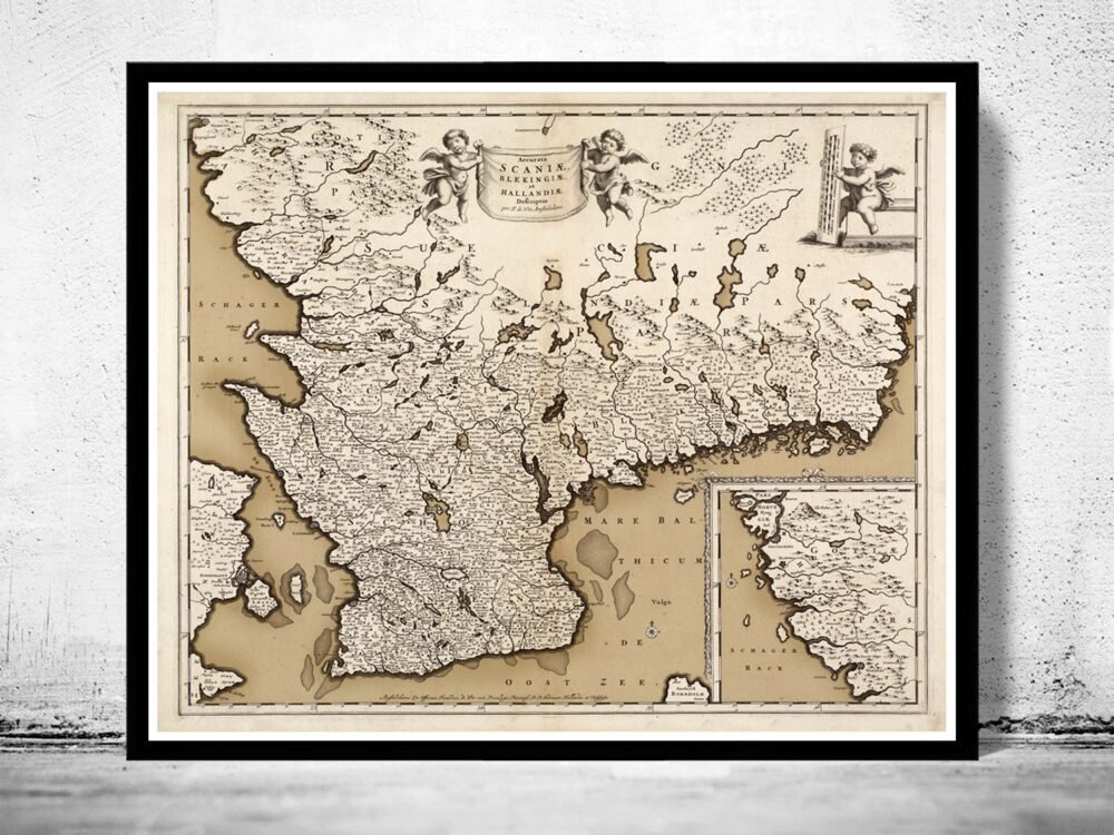 Old Map of Scania Skane Sweden 1680 | Vintage Poster Wall Art Print | Wall Map Print | Old Map Print | Map Gift | Anniversary gift