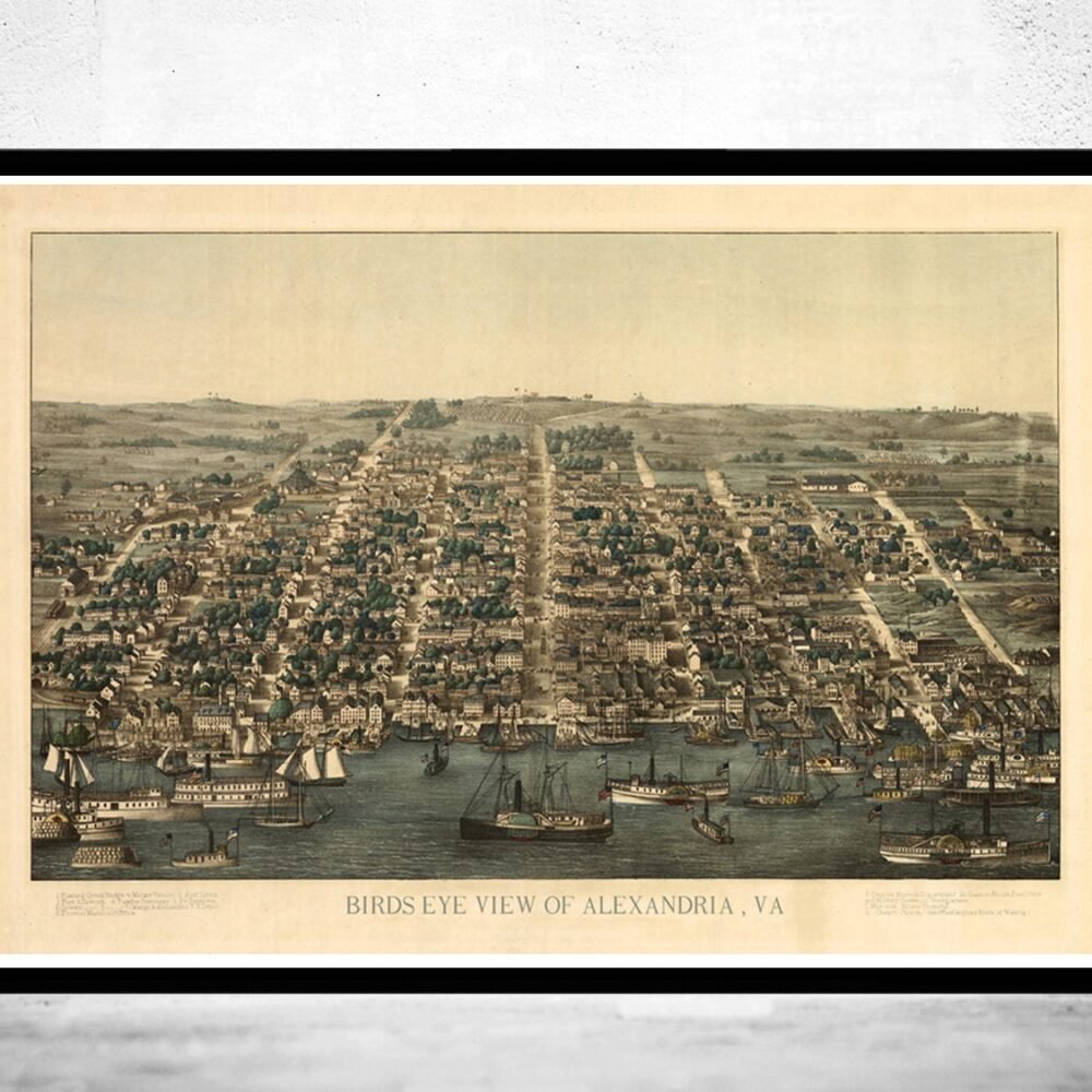 Old Map of Alexandria Virginia Columbia Maryland 1863 | Vintage Poster Wall Art Print | | Map Gift | Anniversary gift | Housewarming Gift