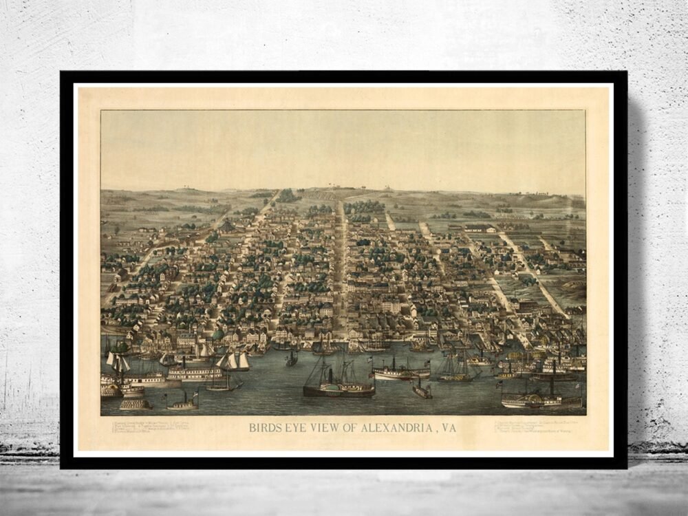 Old Map of Alexandria Virginia Columbia Maryland 1863 | Vintage Poster Wall Art Print | | Map Gift | Anniversary gift | Housewarming Gift