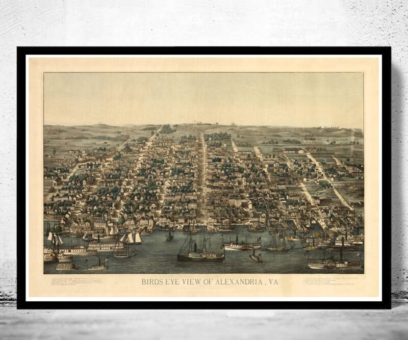 Old Map of Alexandria Virginia Columbia Maryland 1863 | Vintage Poster Wall Art Print | | Map Gift | Anniversary gift | Housewarming Gift