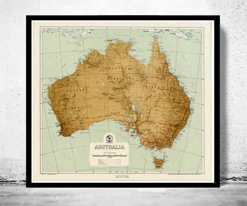 Old Map Australia 1952 Vintage Map | Vintage Poster Wall Art Print | Wall Map Print | Old Map Print | Map Gift | Anniversary gift