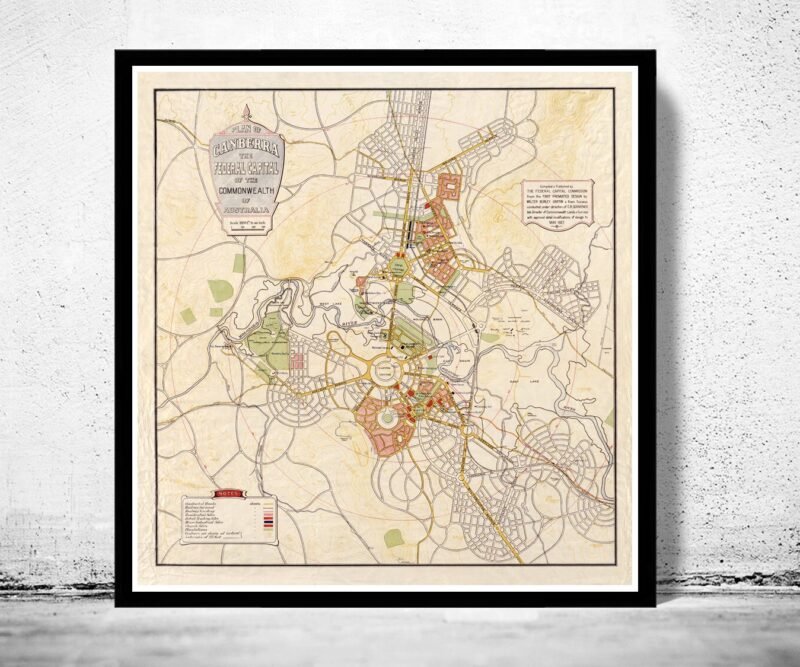 Old Map of Canberra City Australia 1927 vintage Map | Vintage Poster Wall Art Print | Wall Map Print | Old Map Print | Map Gift