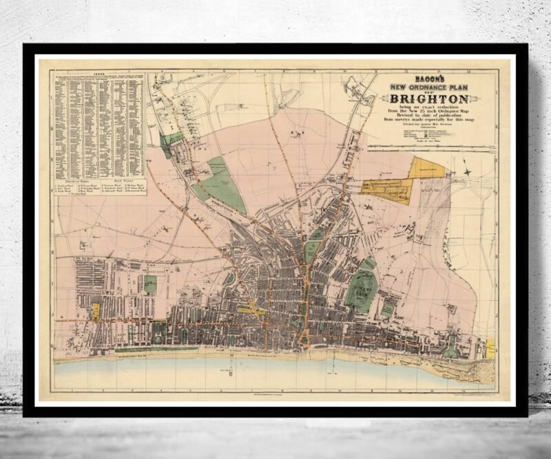 Old Brighton Map 1890, England United Kingdom | Vintage Poster Wall Art Print | Wall Map Print | Old Map Print | Map Gift