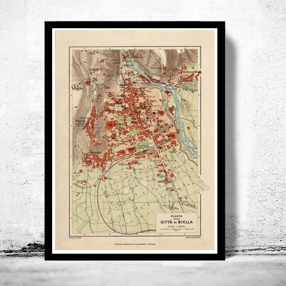 Old Map of Biella 1930 Italy Vintage Map | Vintage Poster Wall Art Print | Wall Map Print | Old Map Print | Map Gift | Anniversary gift