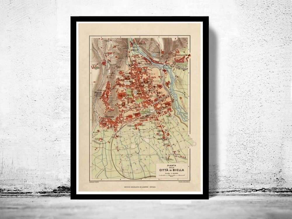 Old Map of Biella 1930 Italy Vintage Map | Vintage Poster Wall Art Print | Wall Map Print | Old Map Print | Map Gift | Anniversary gift