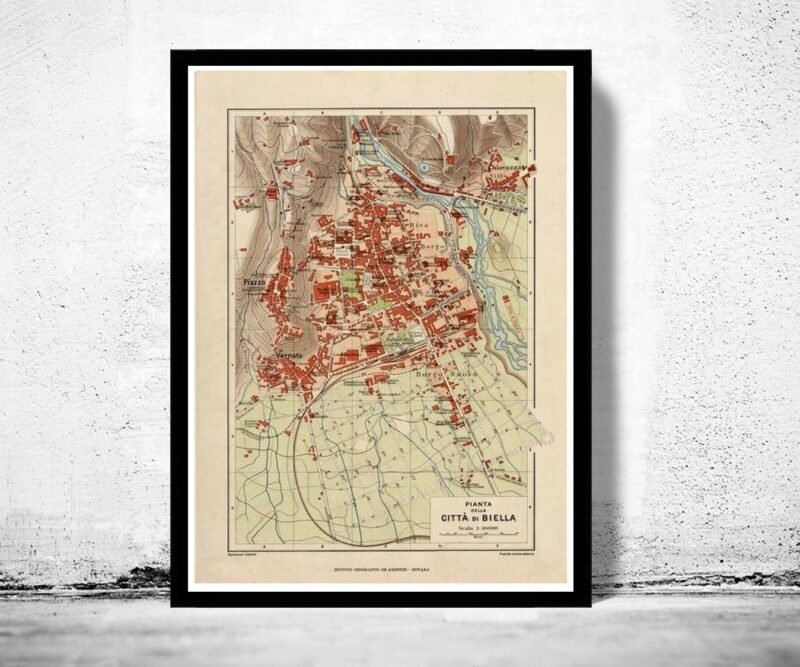 Old Map of Biella 1930 Italy Vintage Map | Vintage Poster Wall Art Print | Wall Map Print | Old Map Print | Map Gift | Anniversary gift