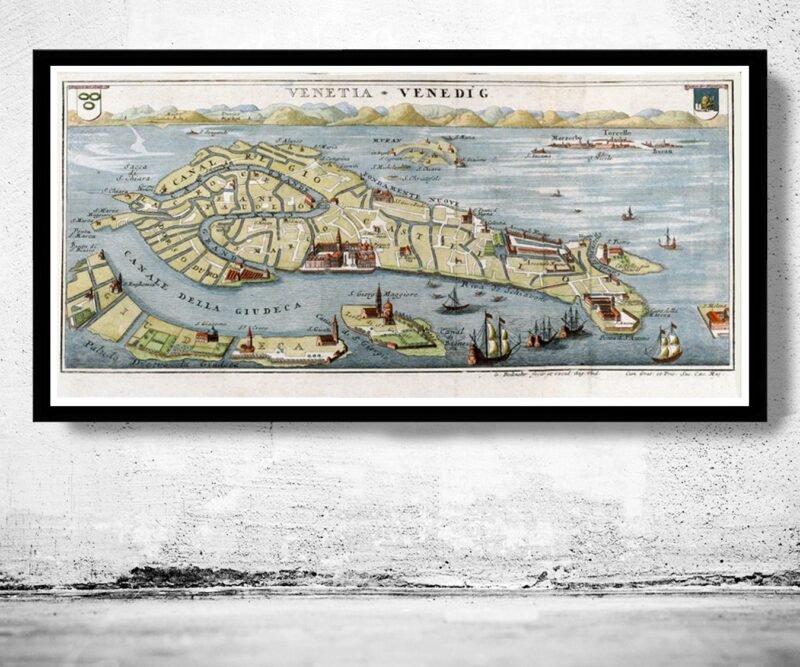 Vintage Old Map of Venice Venetia Venezia , Italy 1720 | Vintage Poster Wall Art Print | Wall Map Print | Old Map Print | Map Gift