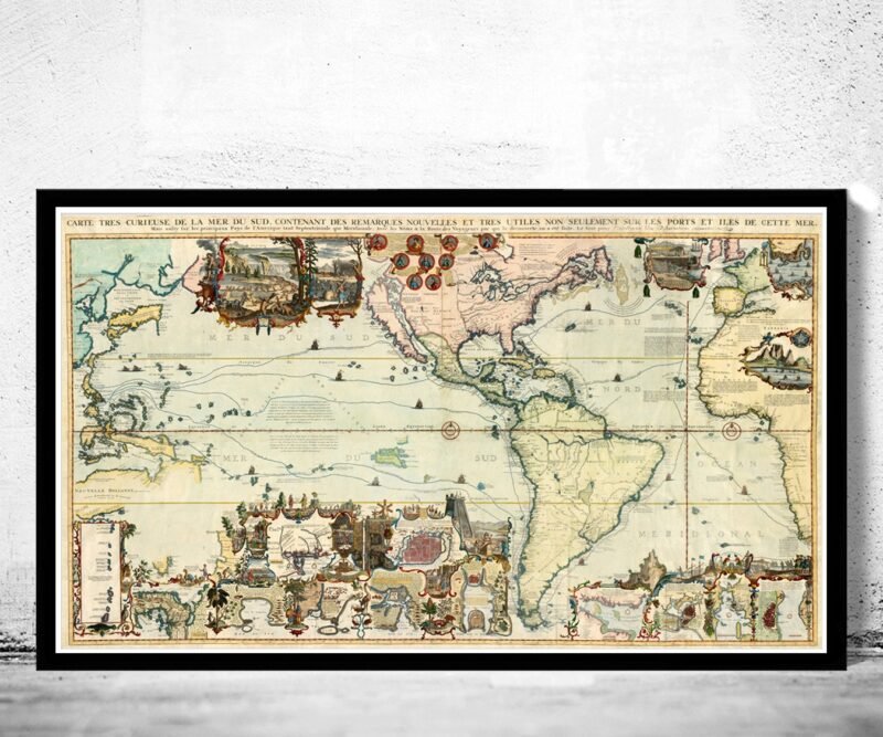 Old World Map 1719 Vintage Map New Discoveries | World Map Gift World Map Print | Vintage World Map | World Map Wall Art | Map Gift