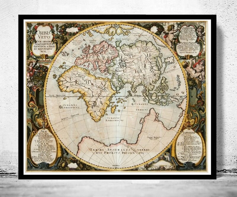 Antique Old World Map Antique 1652 | World Map Gift World Map Print | Vintage World Map | World Map Wall Art | Map Gift | Anniversary gift