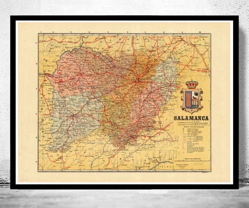 Old Map of Salamanca Region 1900 Spain Vintage Map | Vintage Poster Wall Art Print | Wall Map Print | Old Map Print | Map Gift