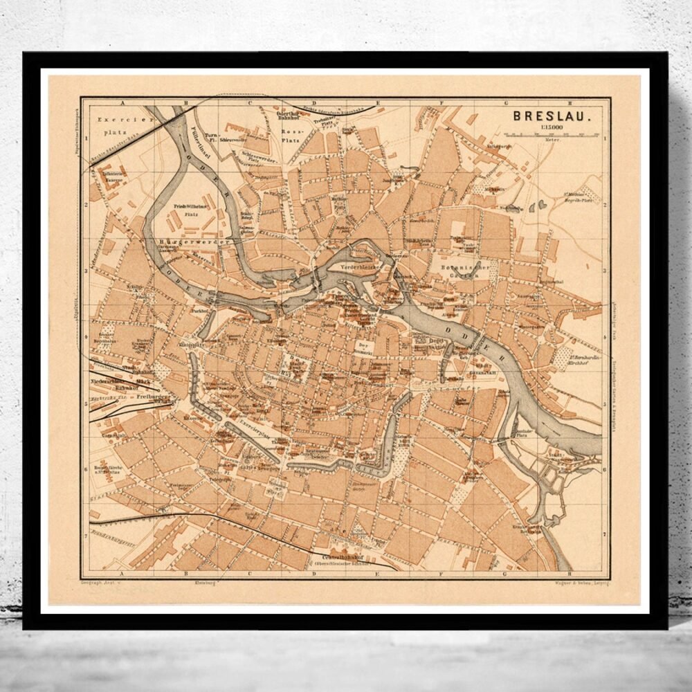 Old Map of Wroclaw Breslau Poland 1895 Vintage Map | Vintage Poster Wall Art Print | Wall Map Print | Old Map Print | Map Gift