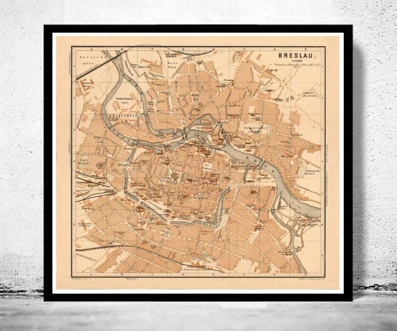 Old Map of Wroclaw Breslau Poland 1895 Vintage Map | Vintage Poster Wall Art Print | Wall Map Print | Old Map Print | Map Gift