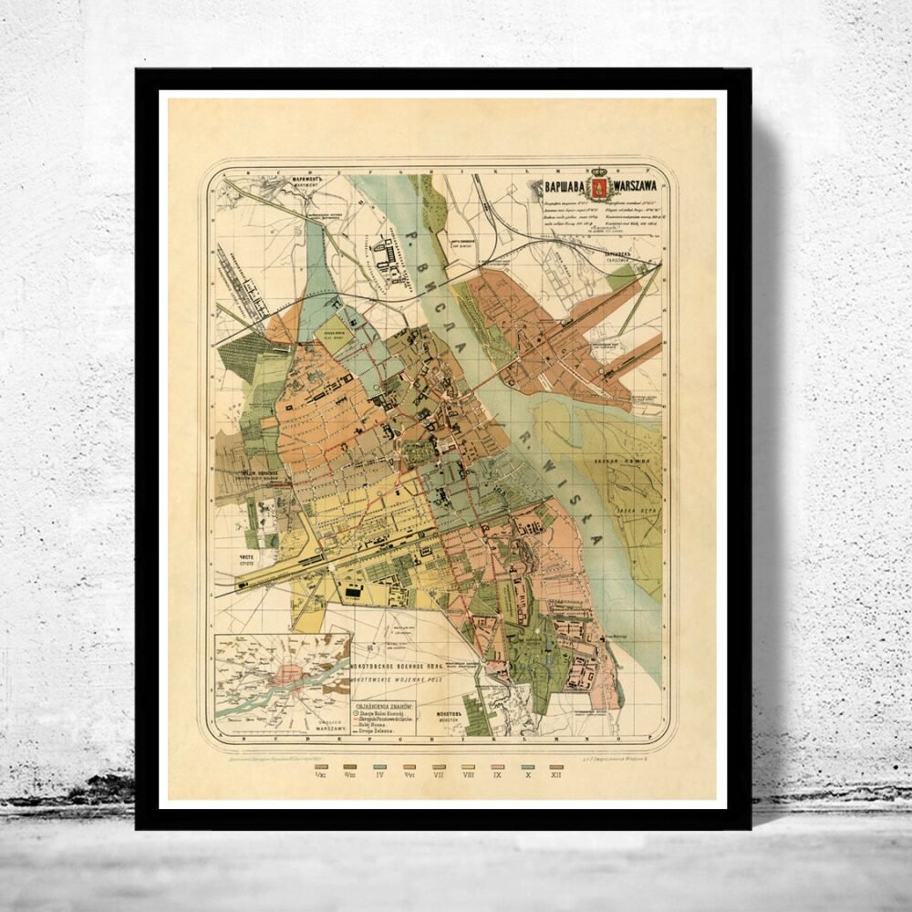 Old Map of Warsaw 1885 Poland Vintage Map | Vintage Poster Wall Art Print | Wall Map Print | Old Map Print | Map Gift | Anniversary gift