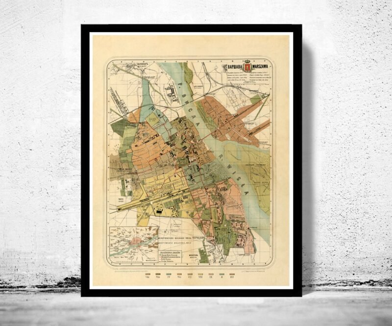 Old Map of Warsaw 1885 Poland Vintage Map | Vintage Poster Wall Art Print | Wall Map Print | Old Map Print | Map Gift | Anniversary gift