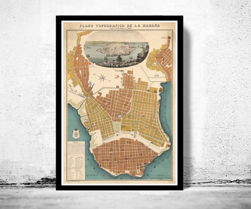 Old Map Havana Habana 1850 Vintage Map | Vintage Poster Wall Art Print | Wall Map Print | Old Map Print | Map Gift | Anniversary gift