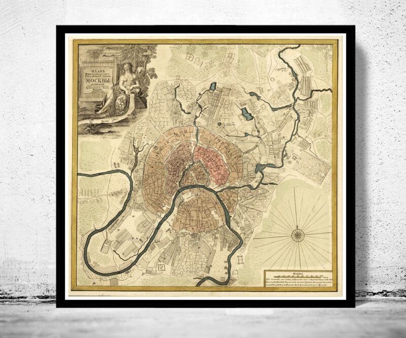 Old Map of Moscow Russia 1745 Vintage Map | Vintage Poster Wall Art Print | Wall Map Print | Old Map Print | Map Gift | Anniversary gift