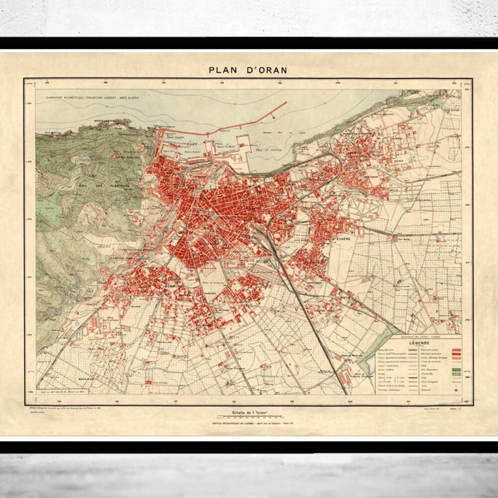 Old Map of Oran Algeria 1928 Vintage map | Vintage Poster Wall Art Print | Wall Map Print | Old Map Print | Map Gift | Anniversary gift