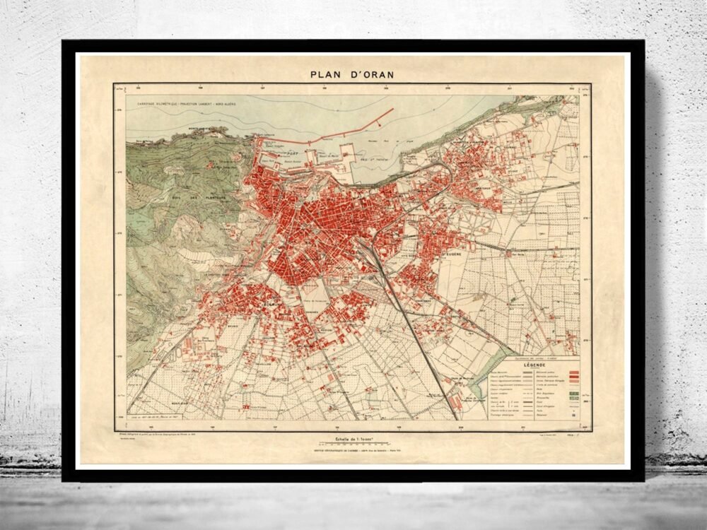 Old Map of Oran Algeria 1928 Vintage map | Vintage Poster Wall Art Print | Wall Map Print | Old Map Print | Map Gift | Anniversary gift