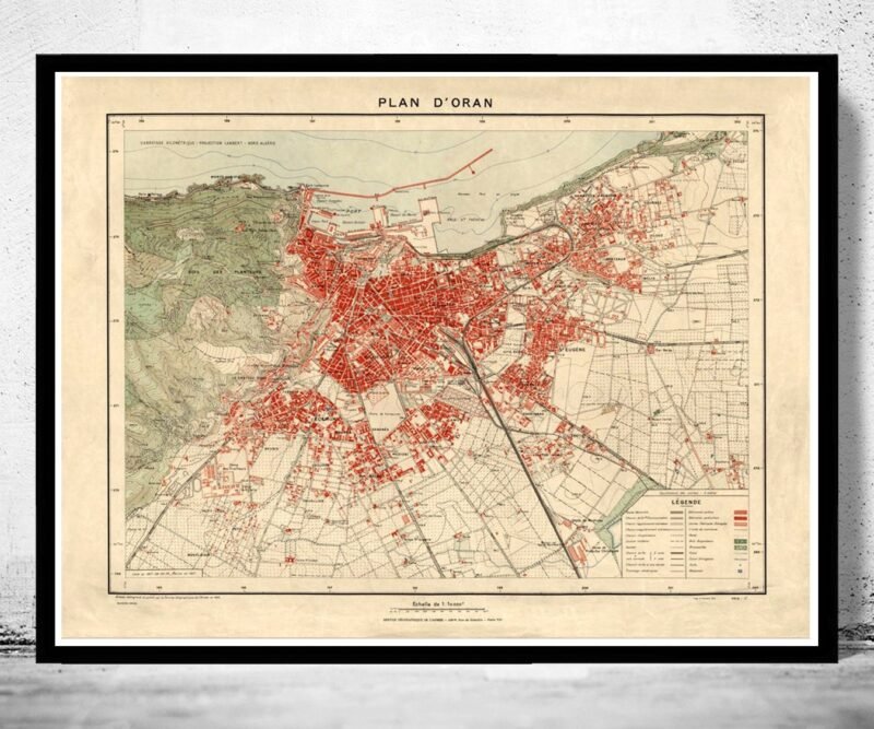 Old Map of Oran Algeria 1928 Vintage map | Vintage Poster Wall Art Print | Wall Map Print | Old Map Print | Map Gift | Anniversary gift