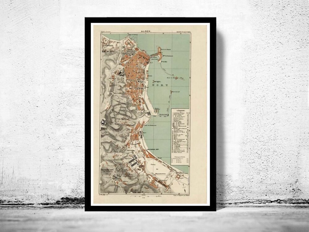 Old Map of Algiers Alger 1888 Vintage map | Vintage Poster Wall Art Print | Wall Map Print | Old Map Print | Map Gift | Anniversary gift