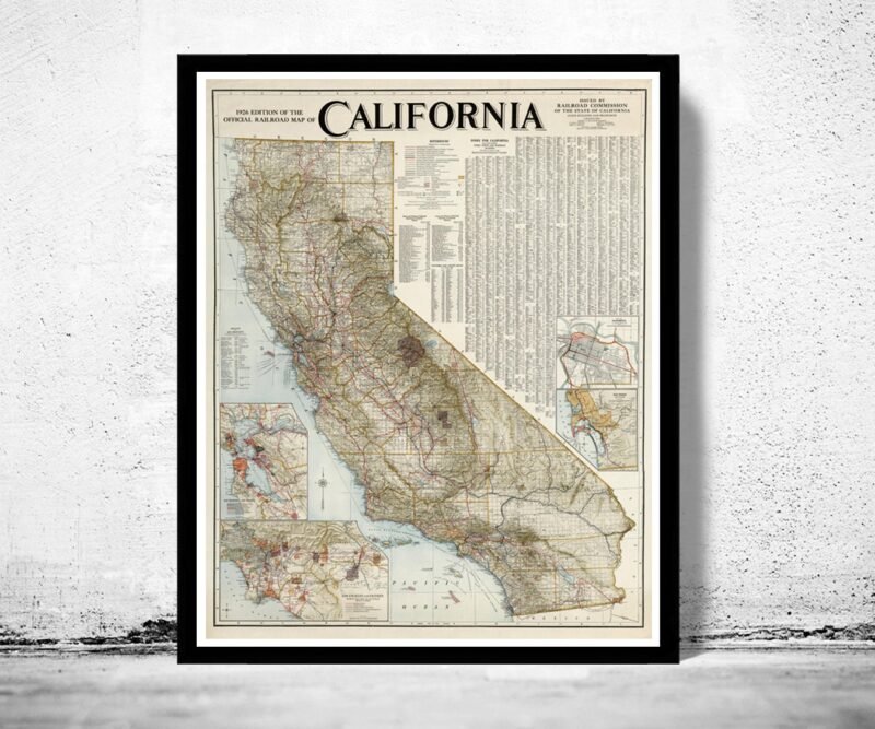 Old Map of California 1926 Vintage Map | Vintage Poster Wall Art Print | Wall Map Print | Old Map Print | Map Gift | Anniversary gift