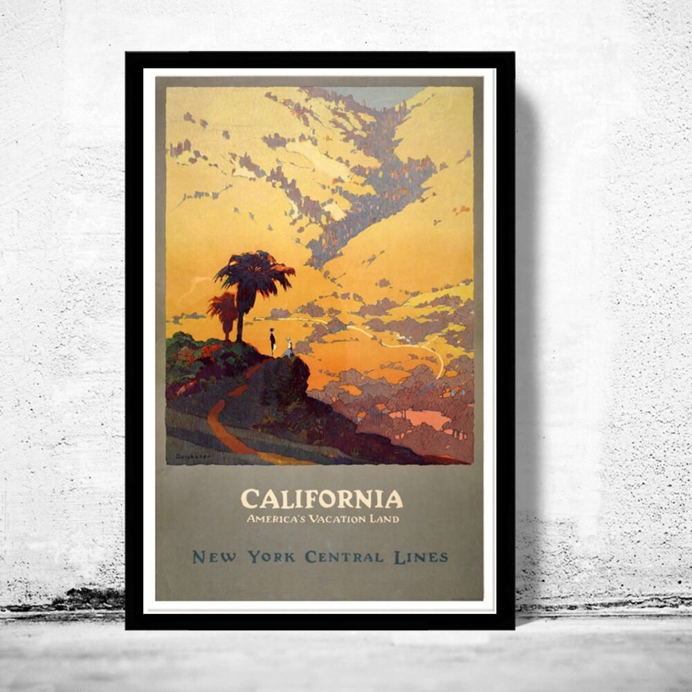 Vintage Poster of California Travel Poster Tourism 1925 | Vintage Poster Wall Art Print | | Map Gift | Anniversary gift | Housewarming Gift