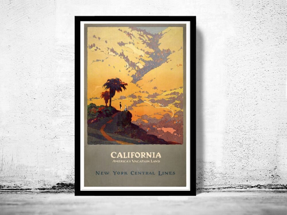 Vintage Poster of California Travel Poster Tourism 1925 | Vintage Poster Wall Art Print | | Map Gift | Anniversary gift | Housewarming Gift