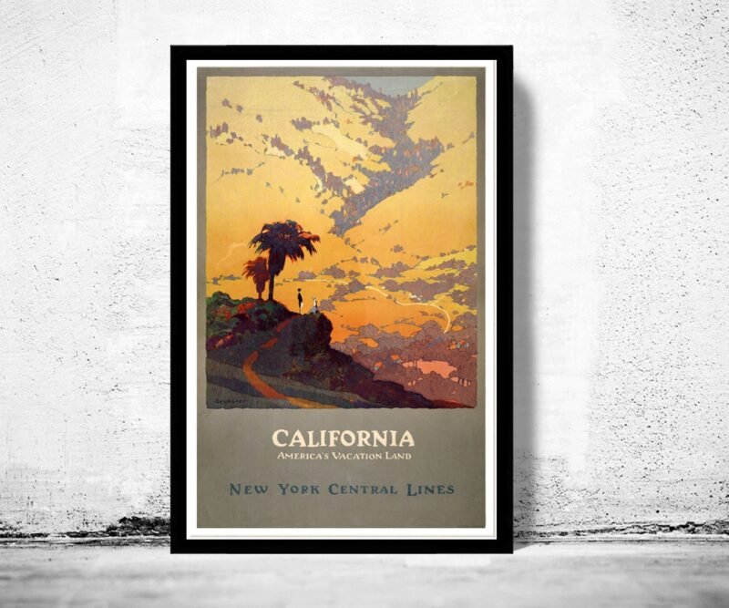 Vintage Poster of California Travel Poster Tourism 1925 | Vintage Poster Wall Art Print | | Map Gift | Anniversary gift | Housewarming Gift