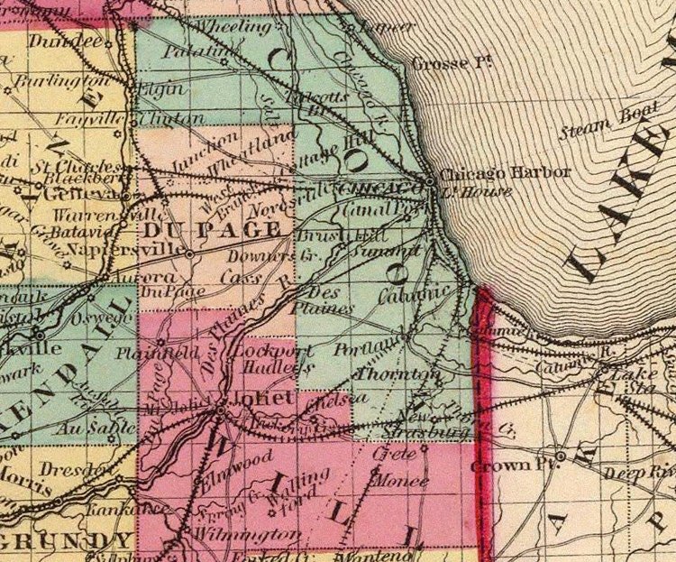 Old Map Illinois 1860 Vintage Map | Vintage Poster Wall Art Print | Wall Map Print | Old Map Print | Map Gift | Anniversary gift