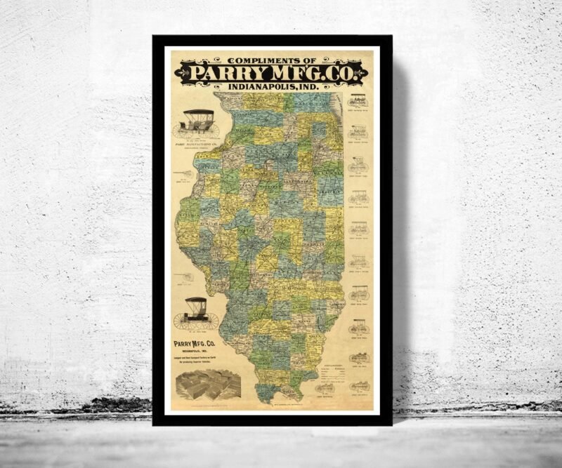 Old Map Illinois 1880 | Vintage Poster Wall Art Print | Wall Map Print | Old Map Print | Map Gift | Anniversary gift | Housewarming Gift