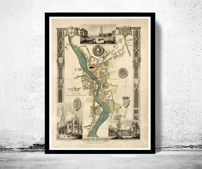 Old Map of Boston 1837 England United Kingdom Vintage Map | Vintage Poster Wall Art Print | Wall Map Print | Old Map Print | Map Gift