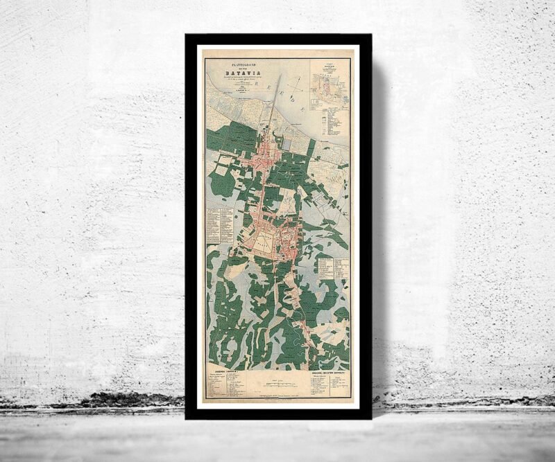 Old Map of Jakarta Batavia Indonesia 1866 Vintage Map | Vintage Poster Wall Art Print | Wall Map Print | Old Map Print | Map Gift