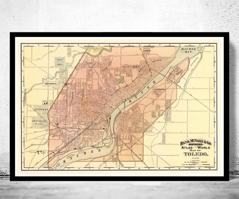 Old map of Toledo Ohio 1892 Vintage Map | Vintage Poster Wall Art Print | Wall Map Print | Old Map Print | Map Gift | Anniversary gift