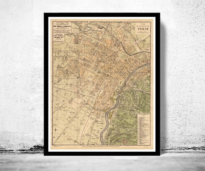 Old Map of Turin Torino Italy Italia 1911 Vintage Map | Vintage Poster Wall Art Print | Wall Map Print | Old Map Print | Map Gift