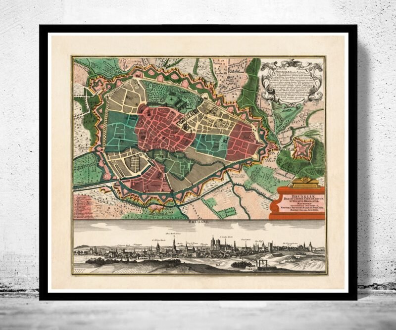 Old Map of Brussels Bruxelles Belgium 1735 Vintage Map | Vintage Poster Wall Art Print | Wall Map Print | Old Map Print | Map Gift