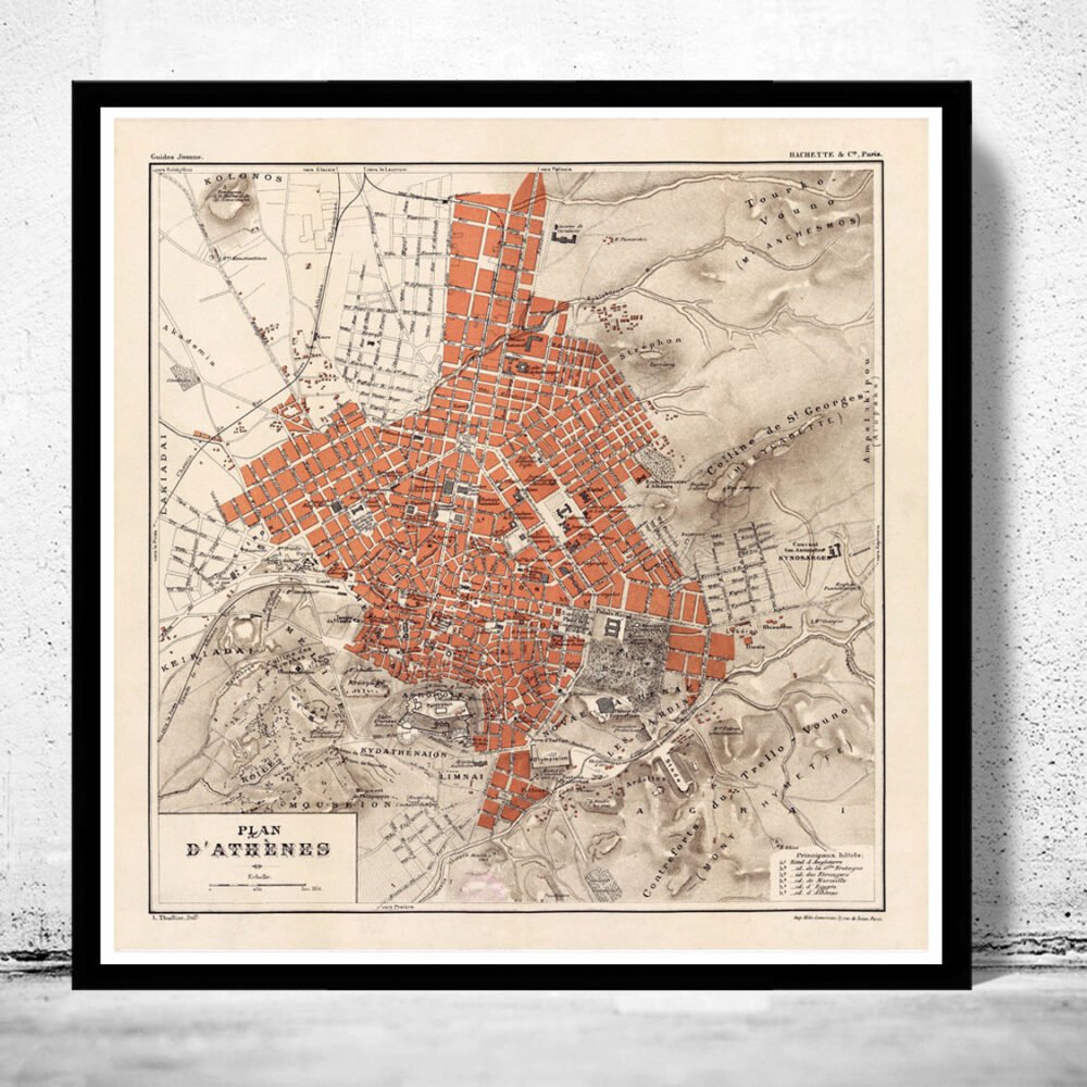 Old Map of Athens Greece 1880 Vintage Map | Vintage Poster Wall Art Print | Wall Map Print | Old Map Print | Map Gift | Anniversary gift