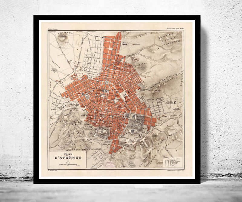 Old Map of Athens Greece 1880 Vintage Map | Vintage Poster Wall Art Print | Wall Map Print | Old Map Print | Map Gift | Anniversary gift