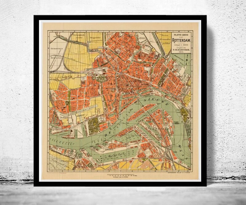 Old Map of Rotterdam The Netherlands 1911 Vintage Map | Vintage Poster Wall Art Print | Wall Map Print | Old Map Print | Map Gift