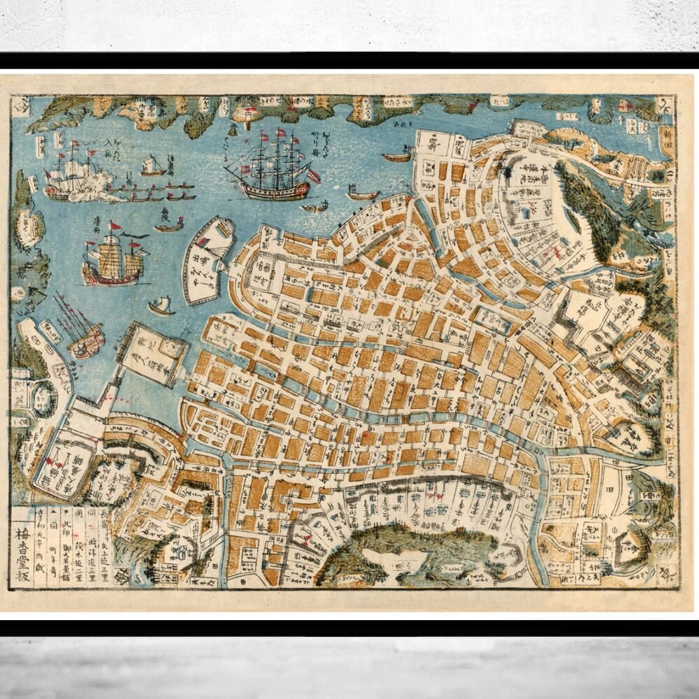 Old Map of Nagasaki 1801 Japan Vintage Map | Vintage Poster Wall Art Print | Wall Map Print | Old Map Print | Map Gift | Anniversary gift