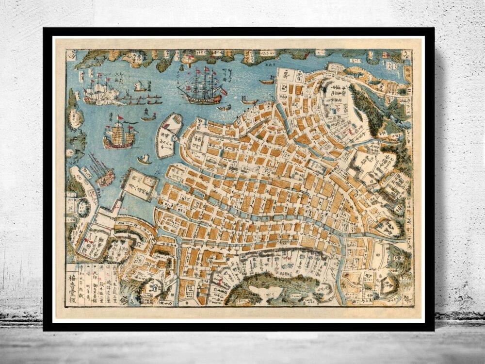 Old Map of Nagasaki 1801 Japan Vintage Map | Vintage Poster Wall Art Print | Wall Map Print | Old Map Print | Map Gift | Anniversary gift