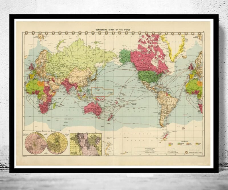 Old Map of the World in 1922 Vintage Map | World Map Gift World Map Print | Vintage World Map | World Map Wall Art | Map Gift