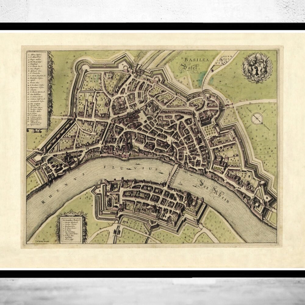 Old Map of Basel Basilea Switzerland Suisse 1600 Vintage Map | Vintage Poster Wall Art Print | Wall Map Print | Old Map Print | Map Gift