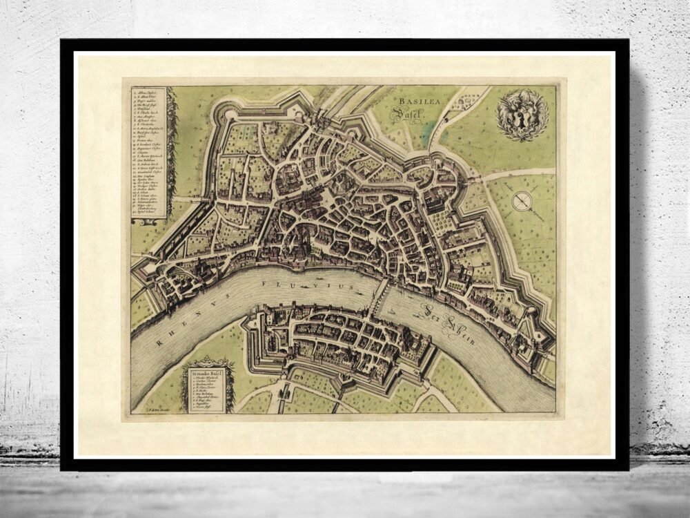 Old Map of Basel Basilea Switzerland Suisse 1600 Vintage Map | Vintage Poster Wall Art Print | Wall Map Print | Old Map Print | Map Gift