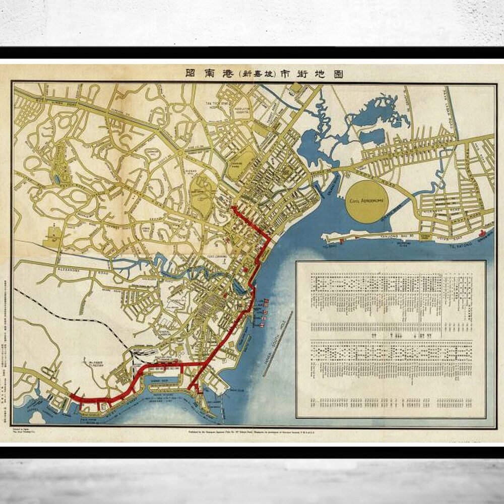 Old Map of Singapore | Vintage Poster Wall Art Print | Wall Map Print | Old Map Print | Map Gift | Anniversary gift | Housewarming Gift