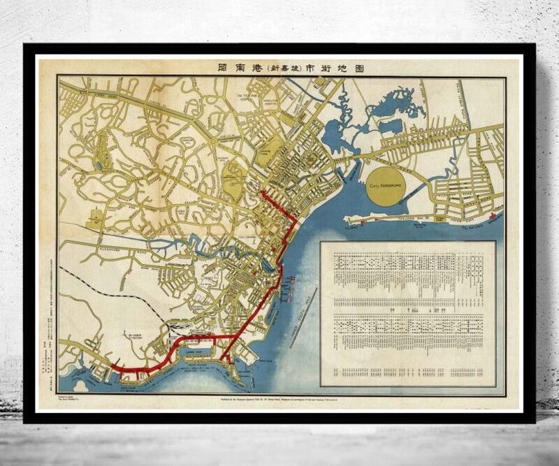 Old Map of Singapore | Vintage Poster Wall Art Print | Wall Map Print | Old Map Print | Map Gift | Anniversary gift | Housewarming Gift