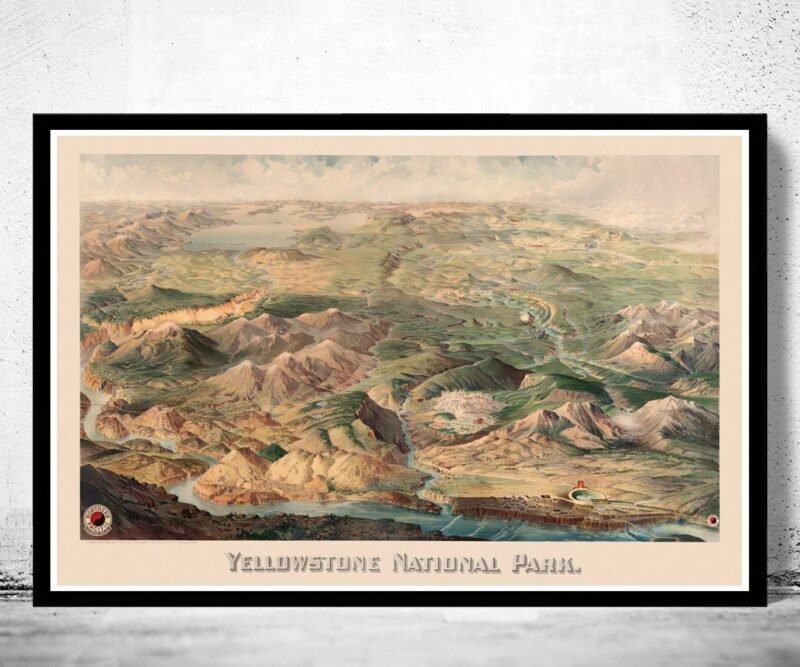 Yellowstone National Park Poster Milwaukee 1904 | Vintage Poster Wall Art Print | | Map Gift | Anniversary gift | Housewarming Gift