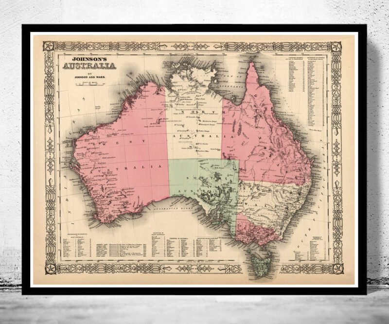 Old Map Australia Oceania 1864 Vintage Map | Vintage Poster Wall Art Print | Wall Map Print | Old Map Print | Map Gift | Anniversary gift