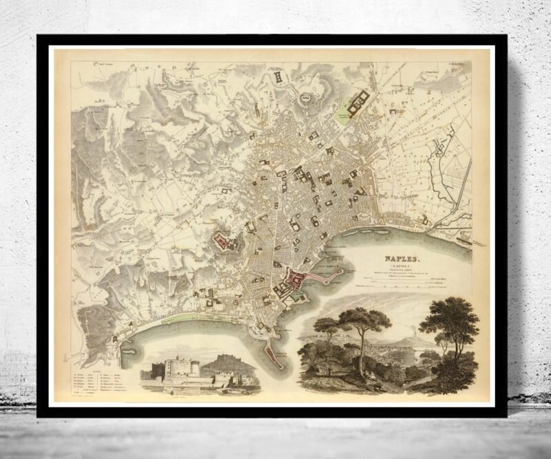 Old Map of Napoli Naples Italy 1835 Vintage Map | Vintage Poster Wall Art Print | Wall Map Print | Old Map Print | Map Gift